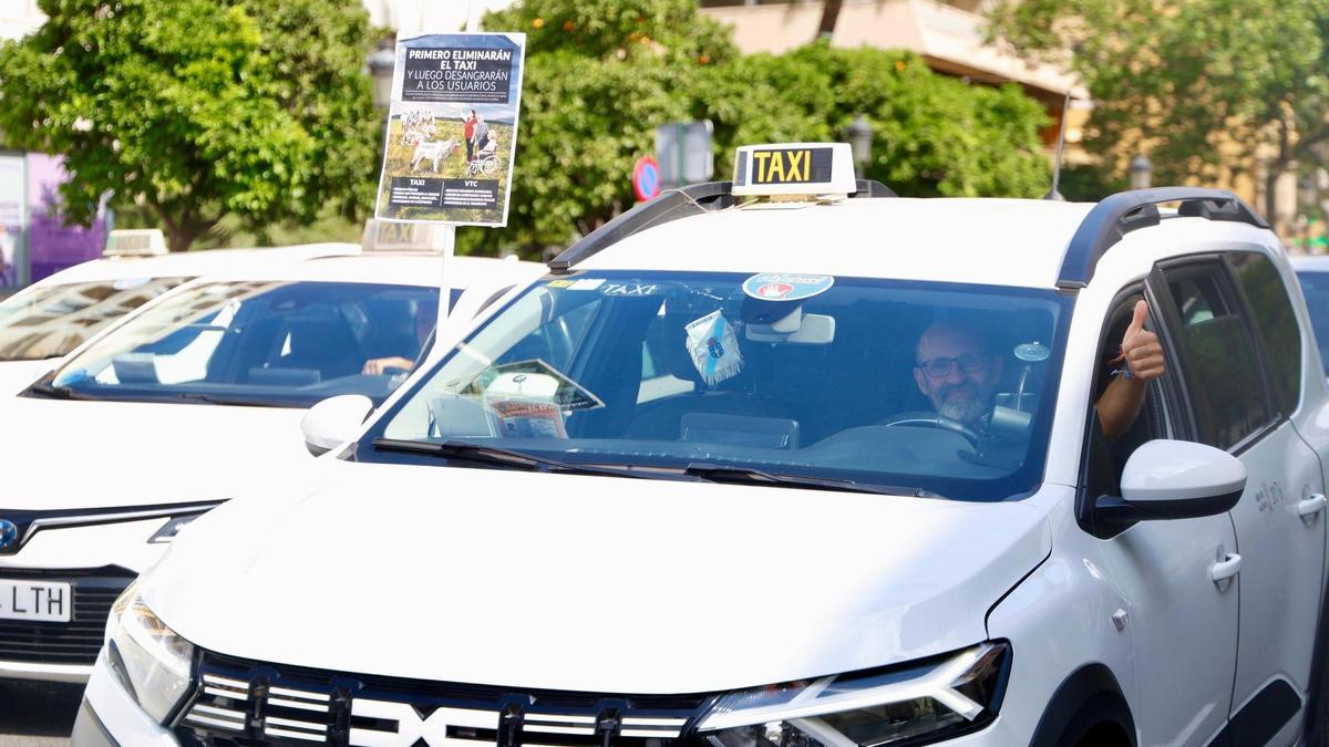 Protestas de taxistas en el centro de Valencia