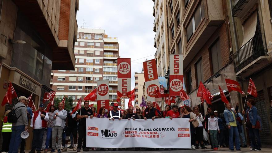 Manifestación del 1 de Mayo en Castellón: menor participación por la ausencia de conflictos laborales