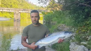 Otro salmón en el Sella, capturado por el ribereño que pesco el campanu el año pasado