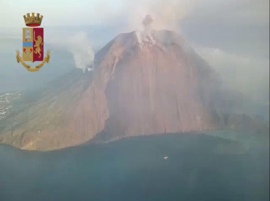 La erupción del volcán Estrómboli