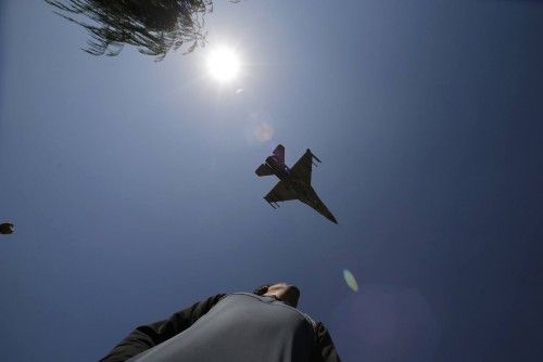 A F-16 jet fighter prepares to land during the International Air and Space Fair (FIDAE) at the international airport of Santiago