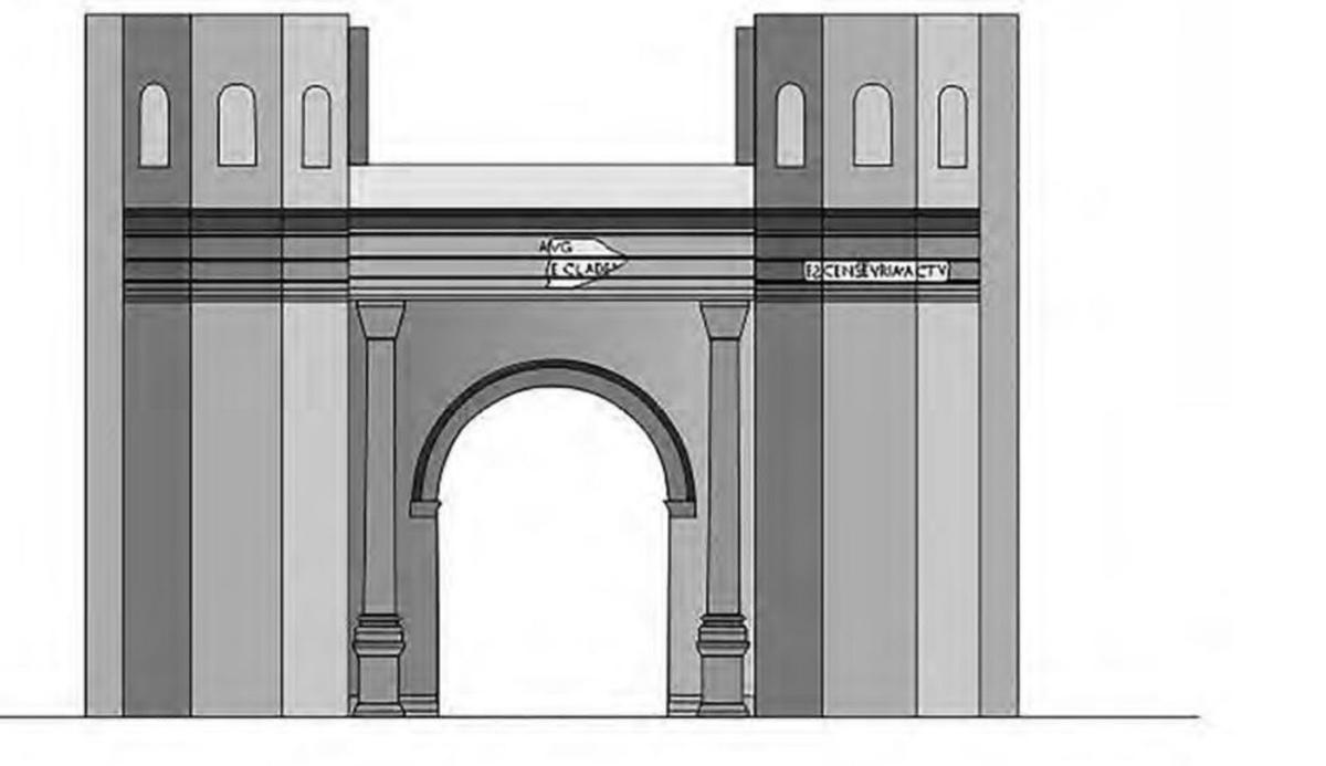 Recreación de la puerta Sucronensis, la entrada sur de la ciudad romana de época imperial.  | MARISA SERRANO