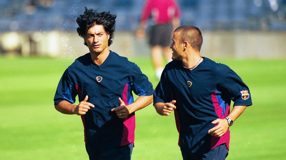 luis enrique y vitor baia entrenando 2000/2001