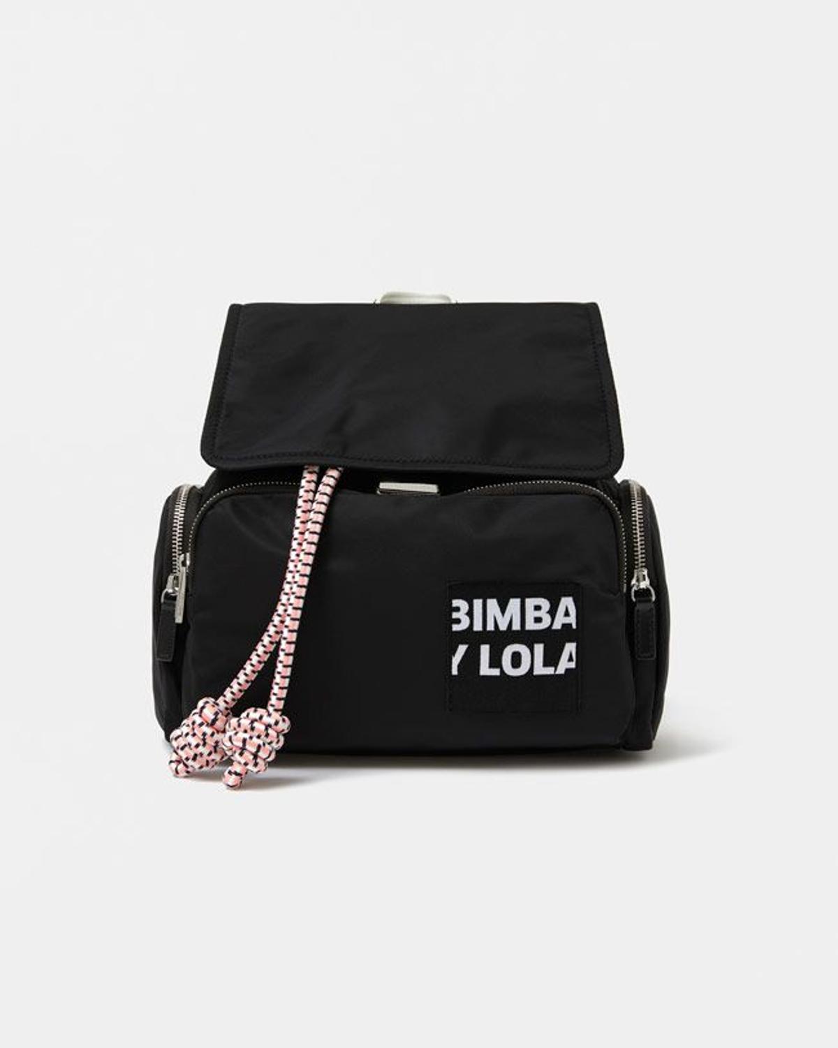 Bolso BIMBA Y LOLA trenzado negro y rosa