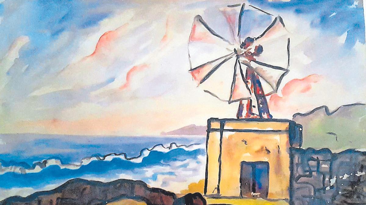 Molino del Puerto de Las Nieves, obra de Pepe Dámaso de 1956.