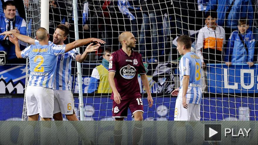 El Málaga gana al Depor y pasa a octavos.