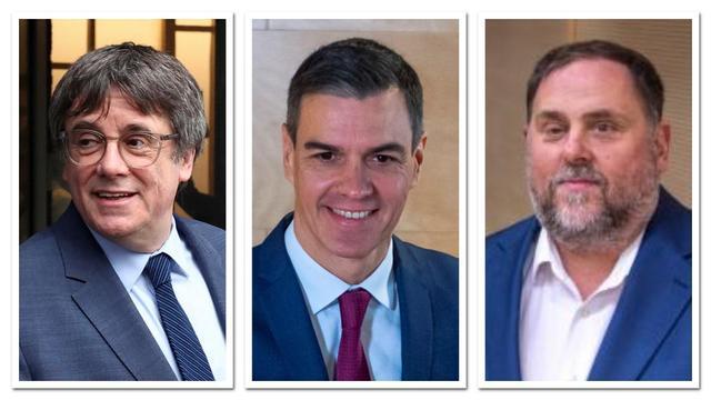 Carles Puigdemont, Pedro Sánchez y Oriol Junqueras