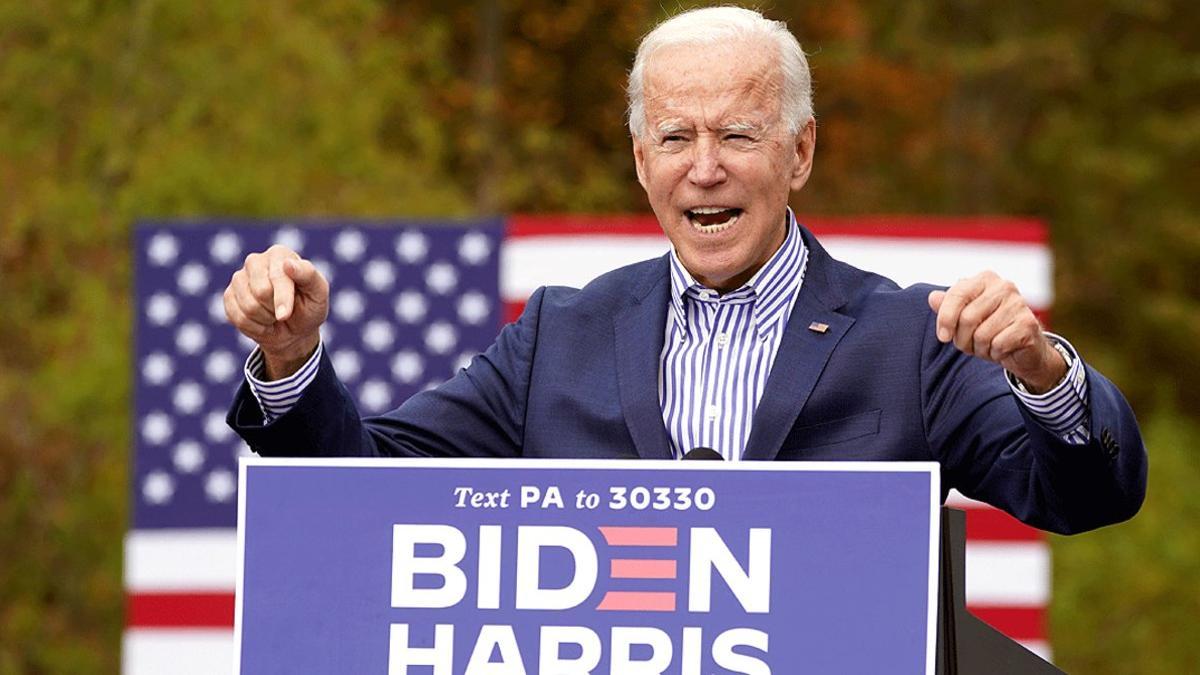 El candidato demócrata a la presidencia de EEUU, Joe Biden, en un mitin en Bristol, Pensilvania, este sábado