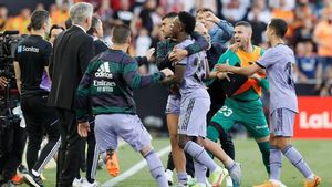 El delantero brasileño del Real Madrid Vinícius Júnior en Mestalla