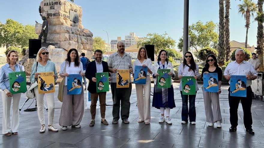 Los responsables institucionales y del Gremi de Llibreters con el cartel de la 44 edición de la Fira del Llibre de Palma