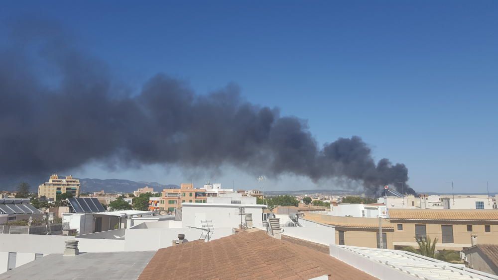 Un incendio provoca una gran columna de humo en Palma