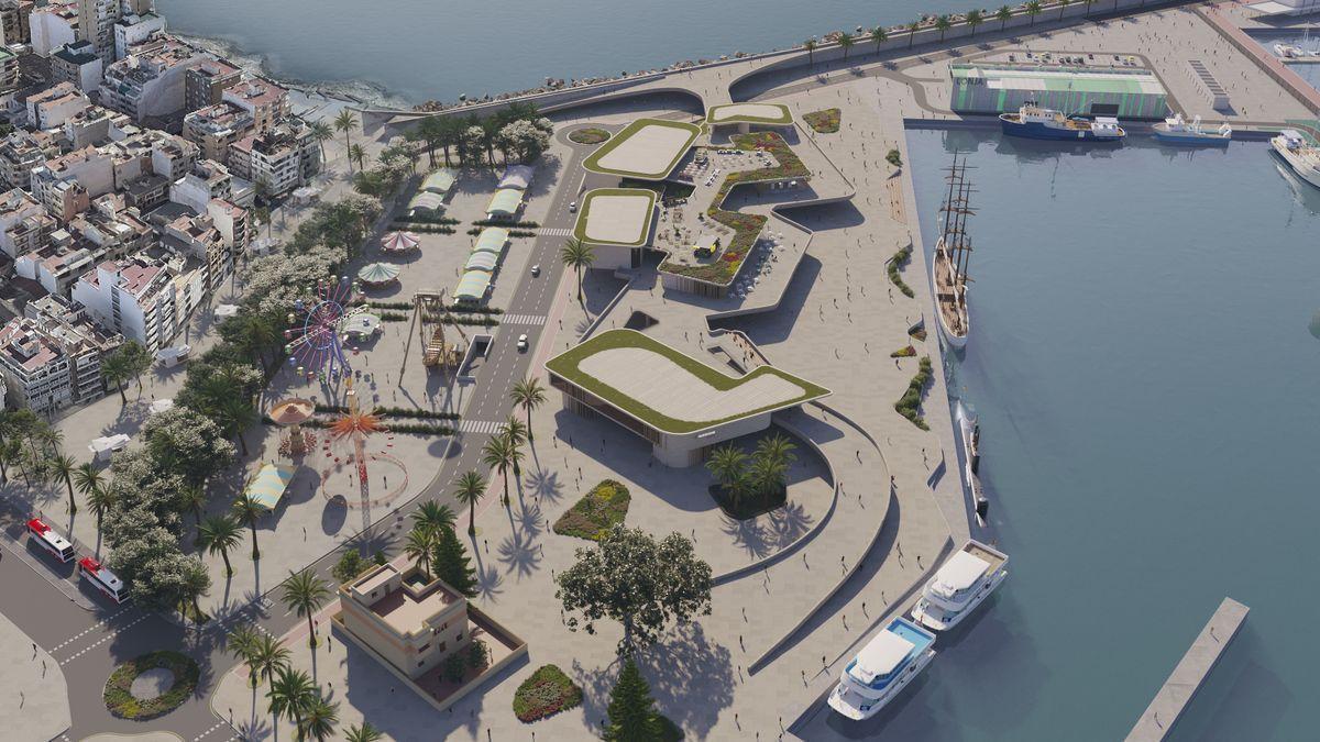 Recreación de la imagen final de la zona de ocio del puerto de Torrevieja