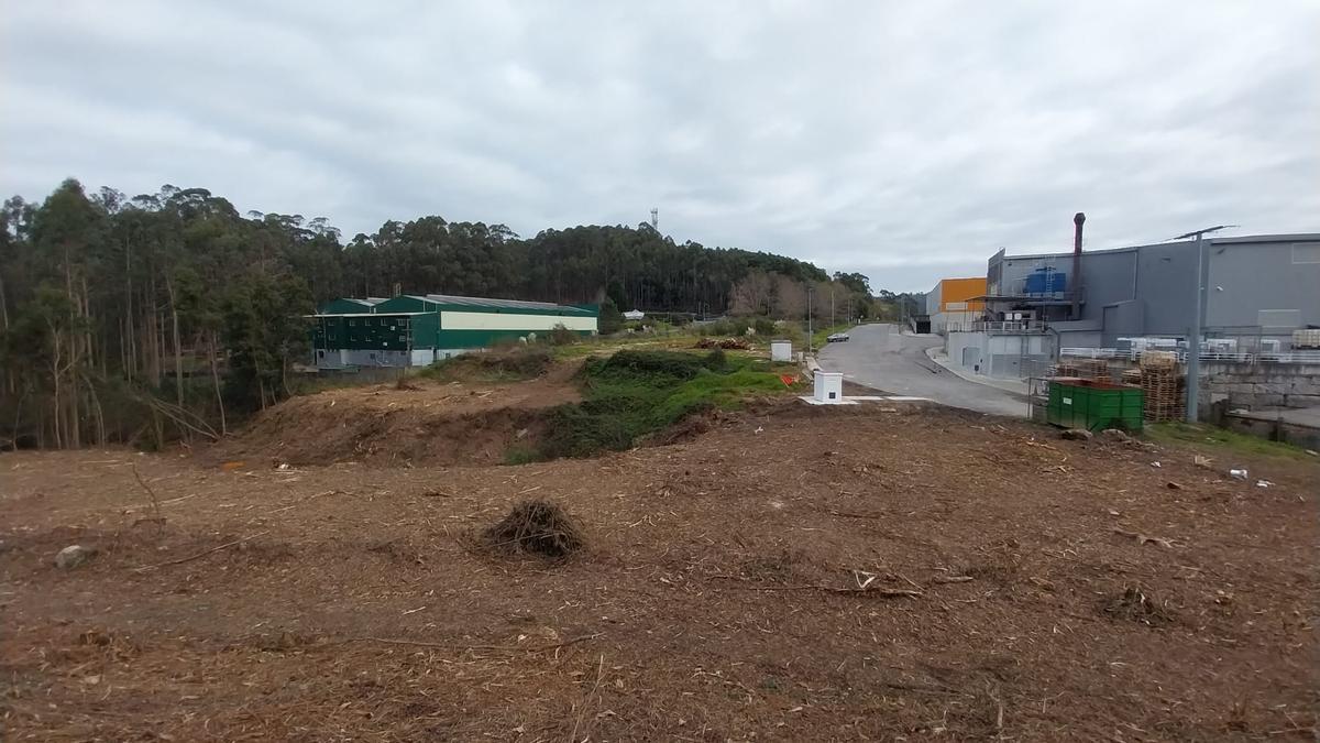 Una vista de la franja de terreno donde se sitúan las dos parcelas de aprovechamiento urbanístico del Concello de Bueu en el polígono de Castiñeiras.