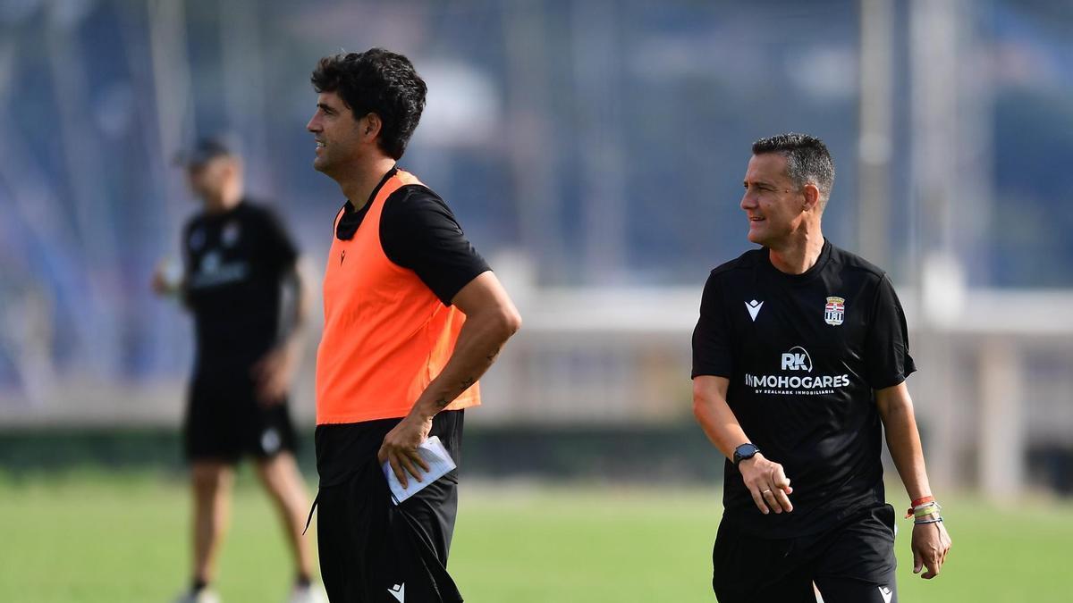 Íñigo Vélez y David Torrejón, durante la segunda sesión de pretemporada