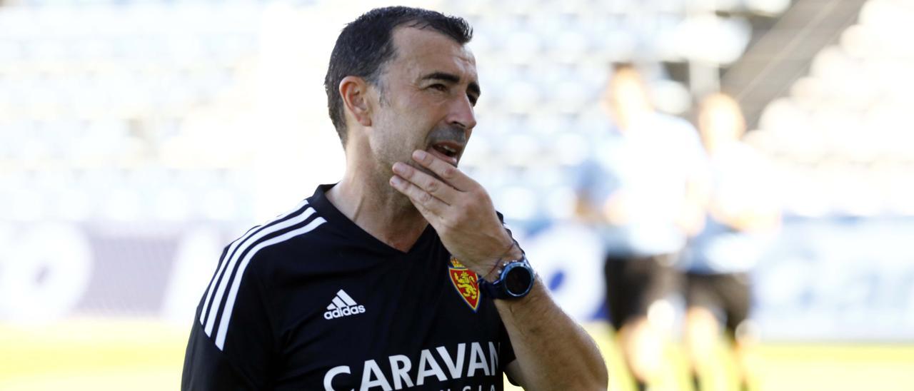 Juan Carlos Carcedo, durante el amistoso ante el Lleida Esportiu.