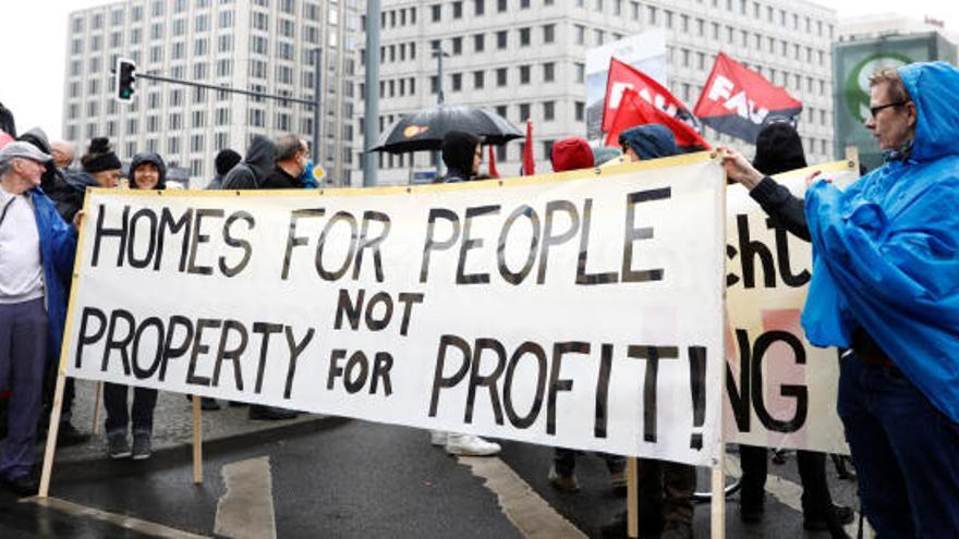 Una protesta contra el precio de los alquileres en Berlín.