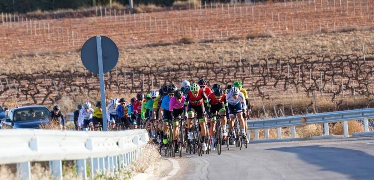 El pelotón durante la etapa de Yecla.