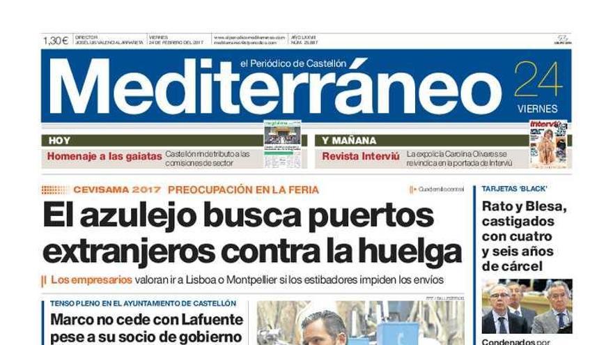 El sector azulejero de Castellón está en alerta ante la huelga de estibadores y ya busca alternativas para sus envíos desde los puertos de Lisboa o Montpellier.