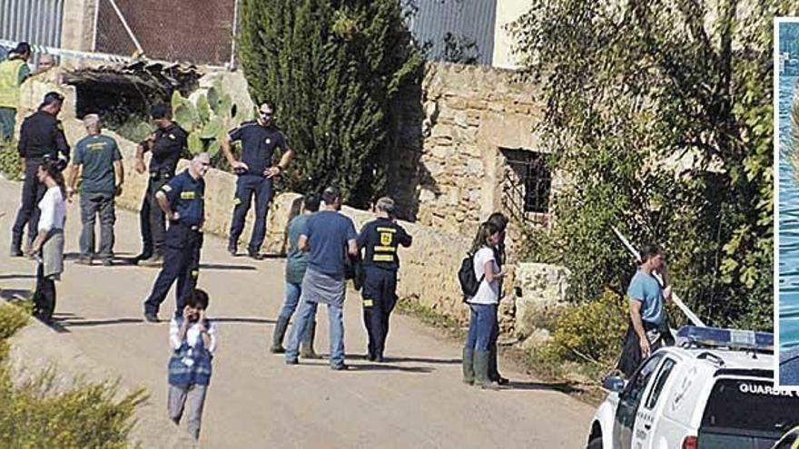 Momento en el que la Guardia Civil acordona la zona en la que se encontró a Arthur (en el recuadro) para recuperar el cadáver del pequeño.