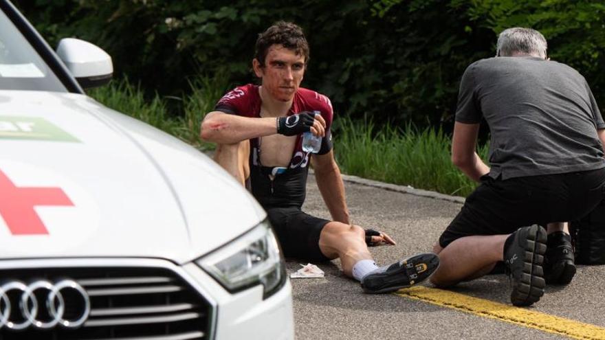 Geraint Thomas, tras su caída en la Vuelta a Suiza.