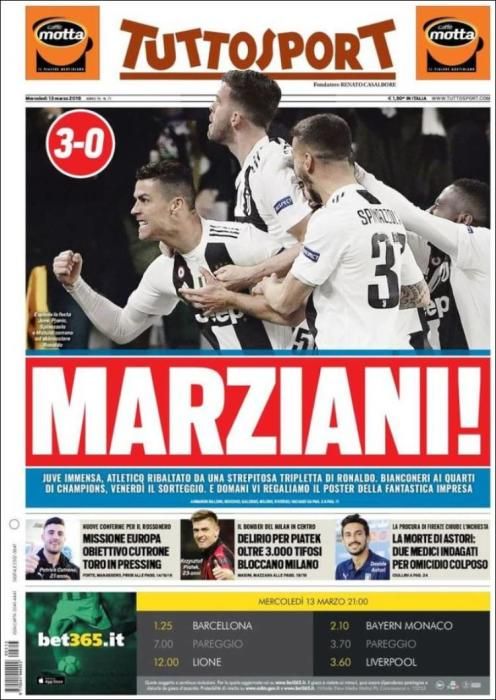 Portada TUTTOSPORT miércoles 13 de marzo de 2019