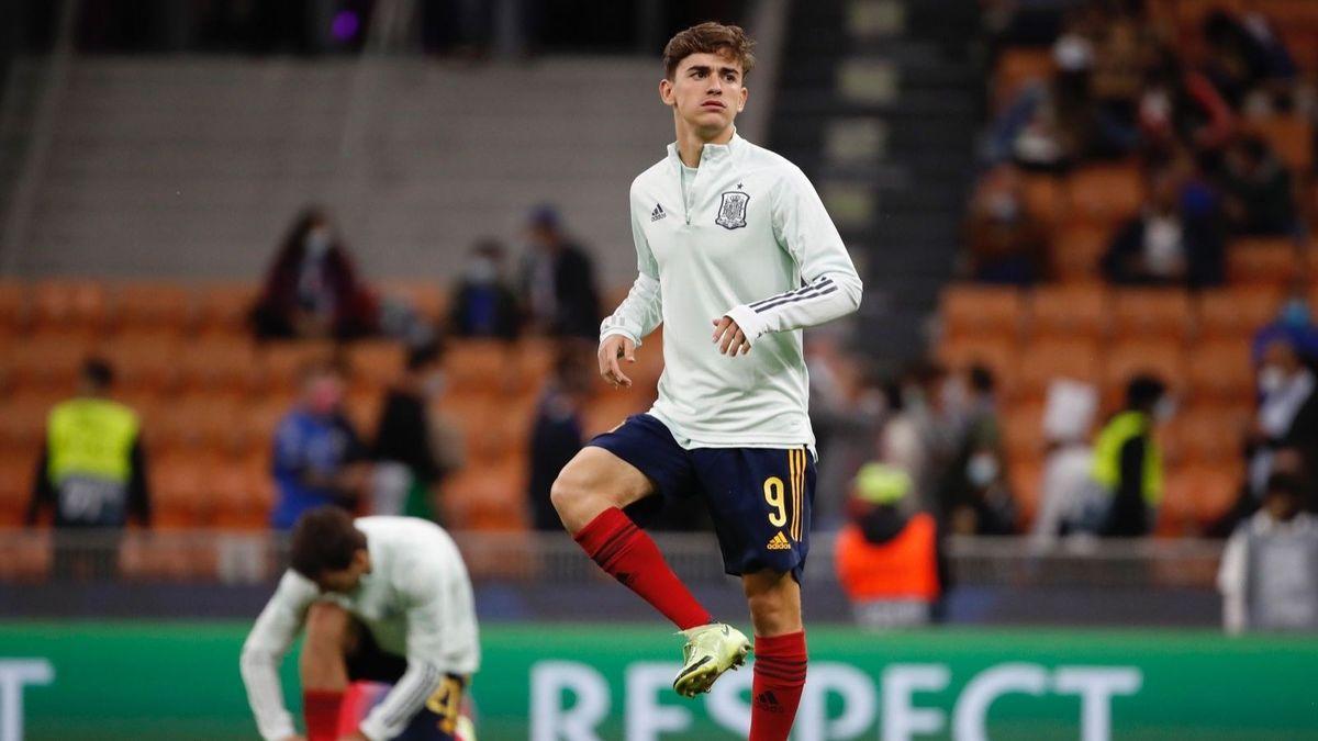 Gavi, en su debut con la selección.