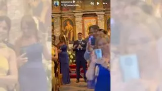 El zaragocista Lluís López, visiblemente emocionado durante su boda