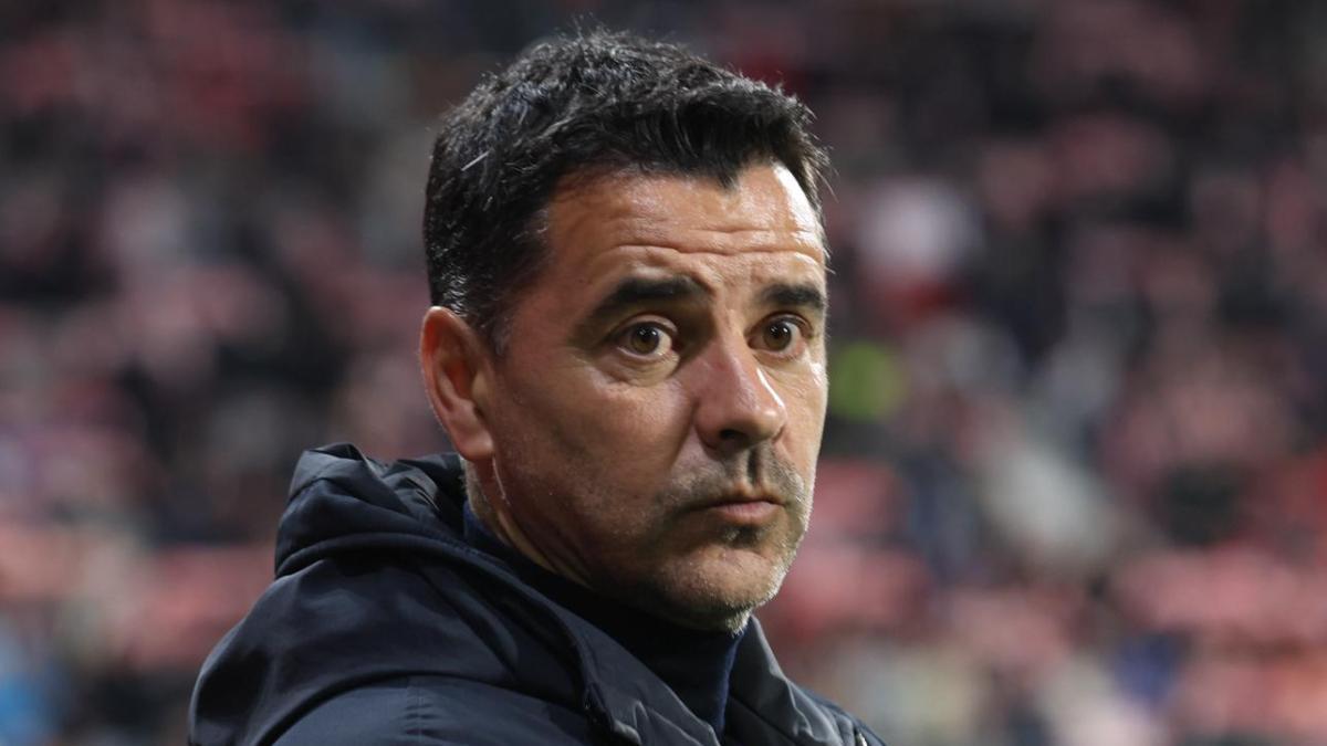 Míchel, en el Girona-Barça
