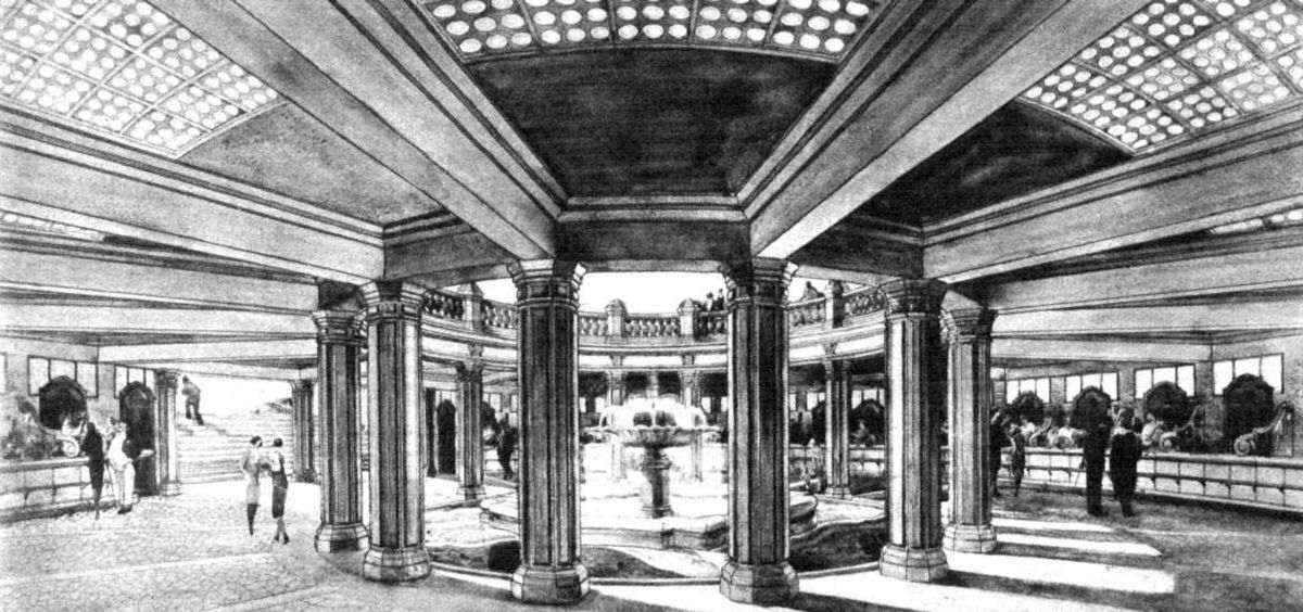 Perspectiva de los antiguos puestos de flores.