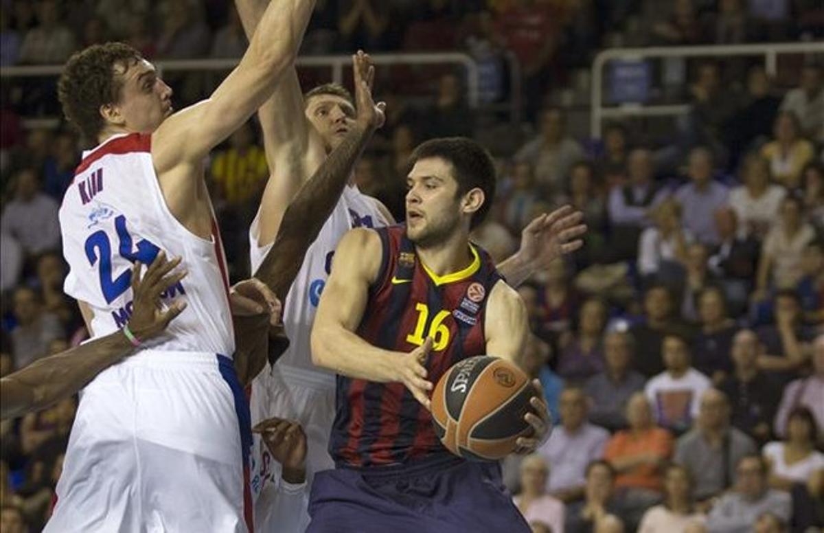 El blaugrana Papanikolau, en un partit contra el CSKA Moscou.