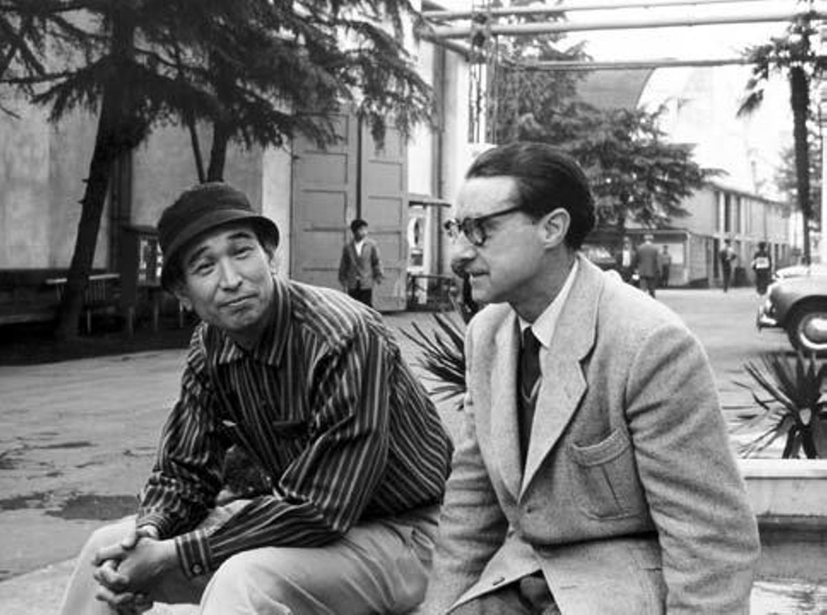 José Suárez coi recoñecido cineasta xaponés Akira Kurosawa en 1960.