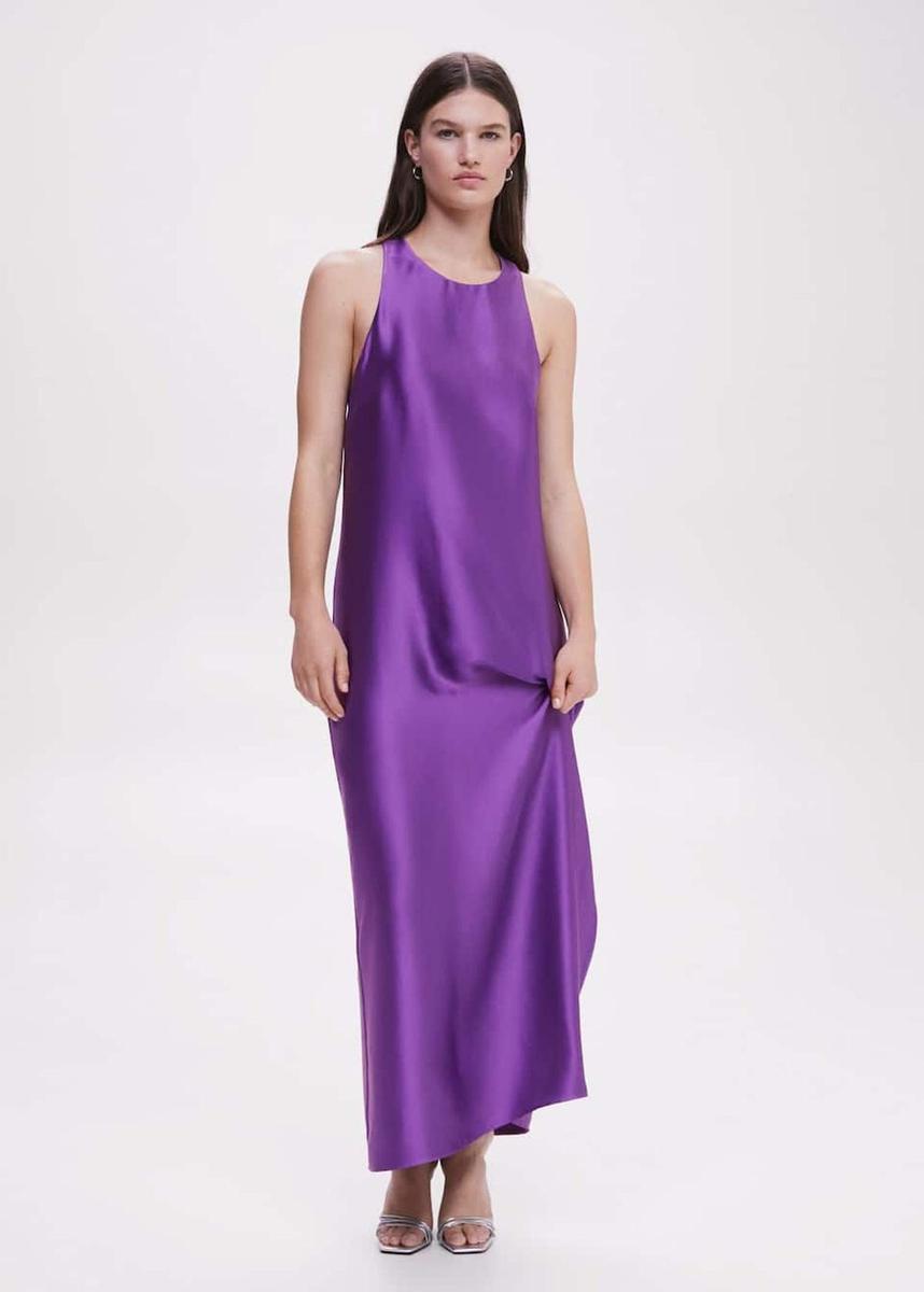 Vestido satinado espalda cruzada de Mango