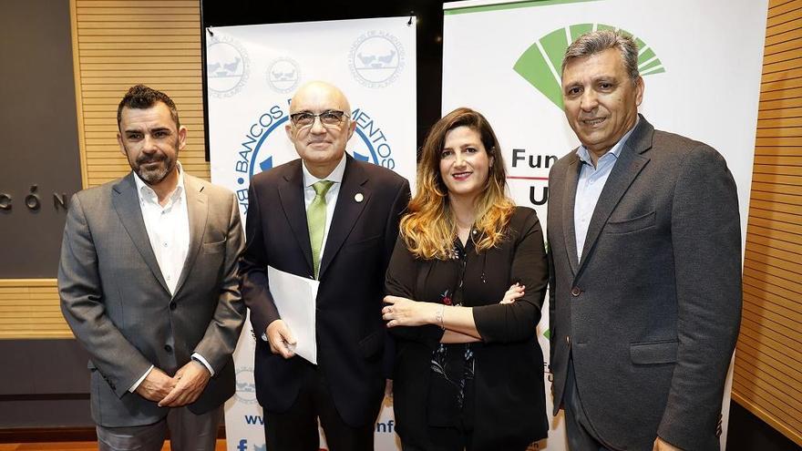 Diego Vázquez (Bancosol), junto a Ana Cabrera (Fundación Unicaja), Francisco Rodríguez (Mercadona) y Sergio Cuberos (Maskom)