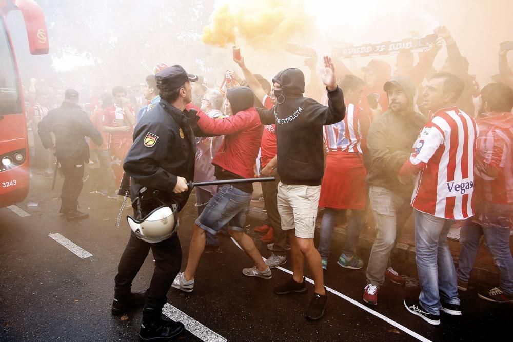 Incidentes antes del derbi entre Real Sporting y Real Oviedo