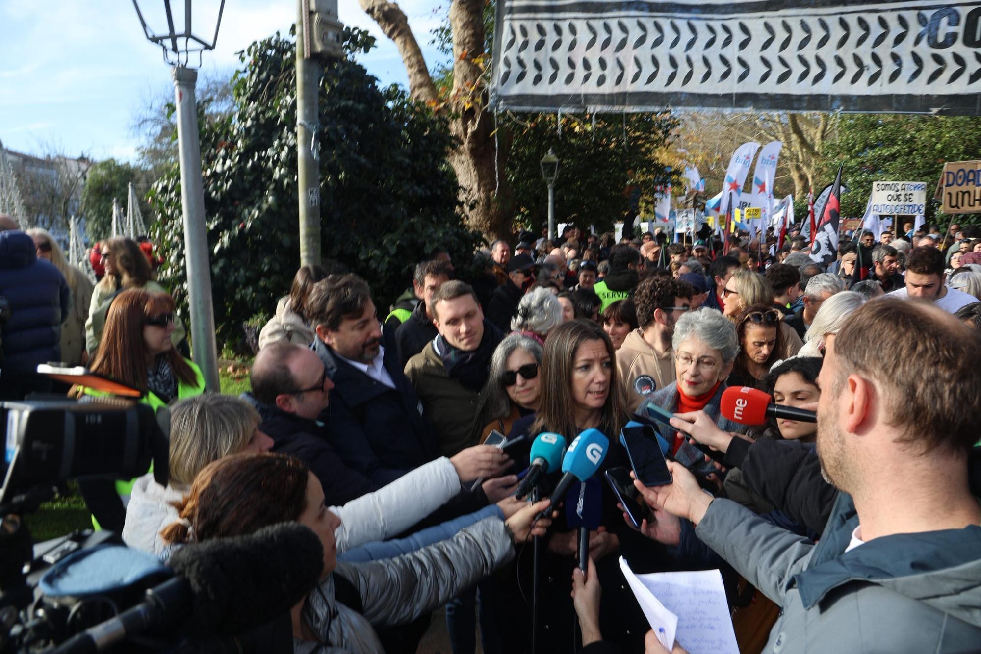 Manifestación en Santiago en contra del proyecto de Altri en Palas de Rei: así está transcurriendo