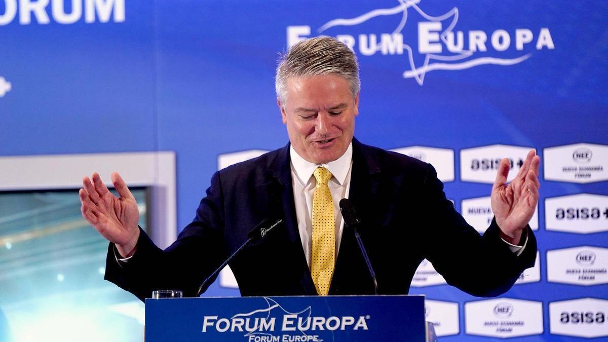 El secretario general de la OCDE, Mathias Cormann, durante su participación en un foro de debate en Madrid, en marzo de 2022.