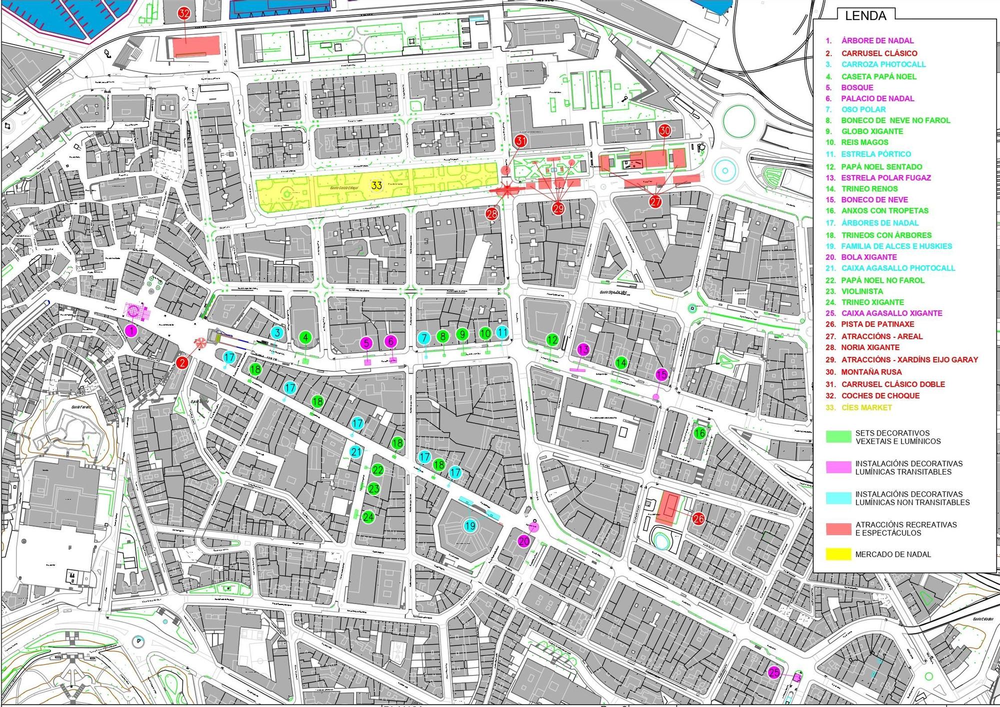 Plano de la Navidad en Vigo 2022.