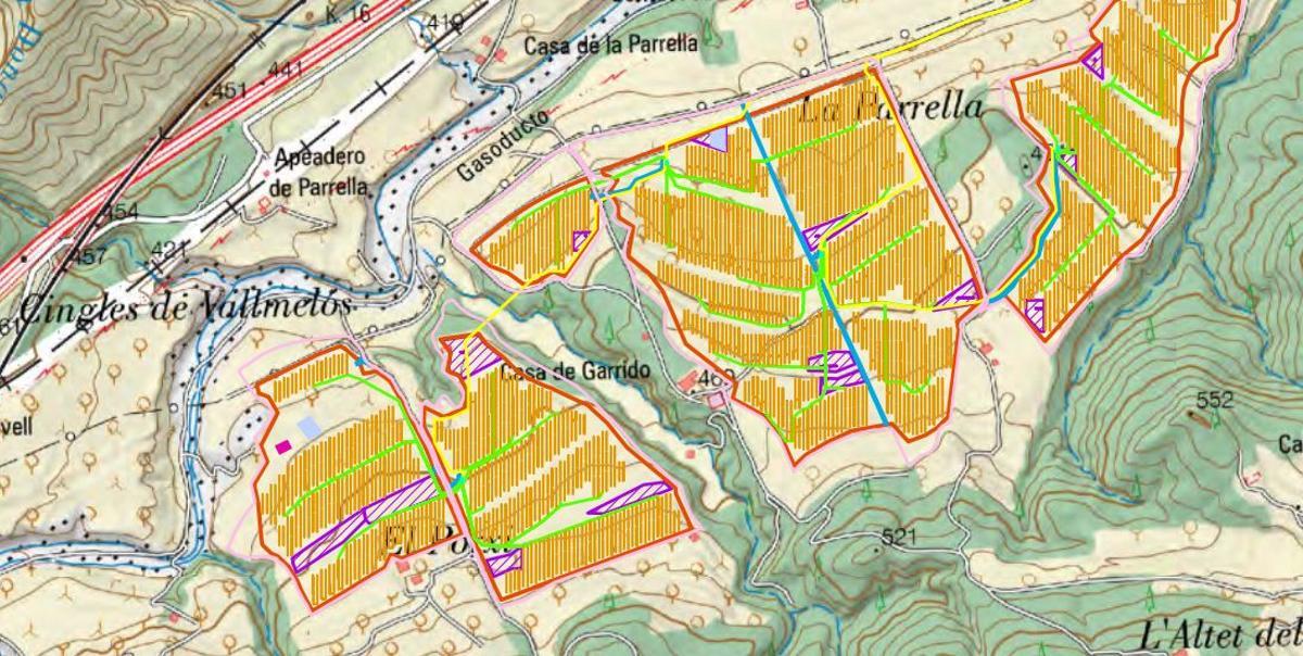 Superficie ocupada por la futura macroplanta solar de Moixent asociada al trasvase Júcar-Vinalopó.