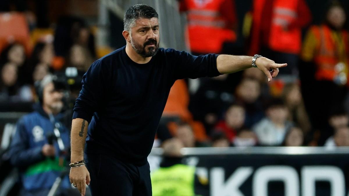 El entrenador del Valencia, Gennaro Gattuso, durante el partido amistoso ante el Nottingham Forest