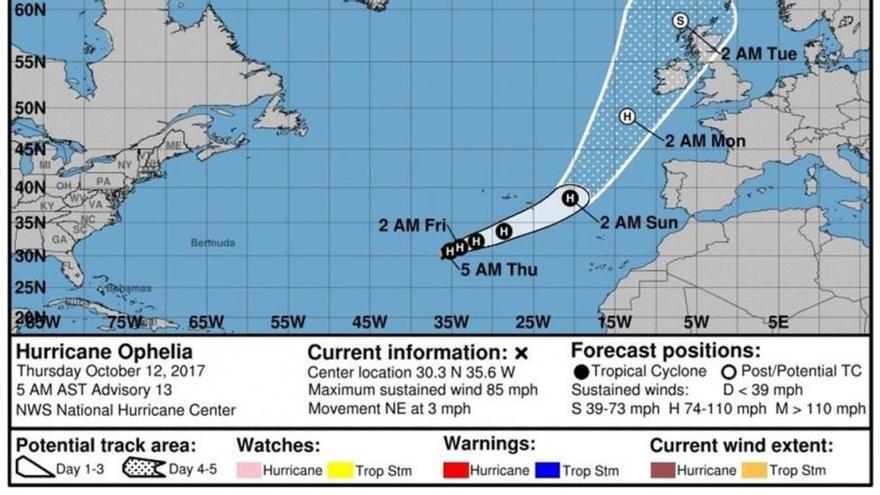 El huracán &#039;Ofelia&#039; llegará a Galicia como borrasca