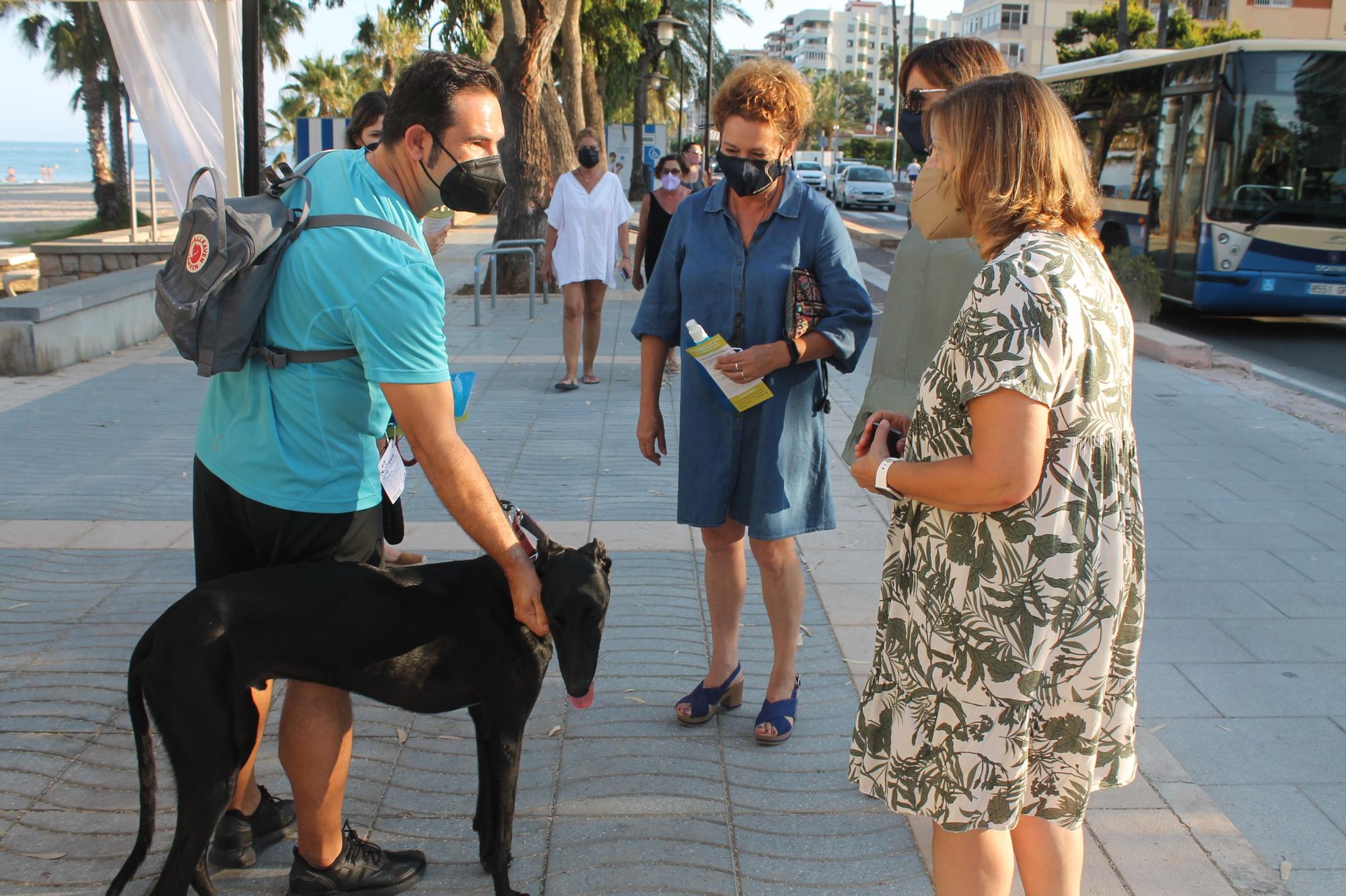 Reparten un kit de limpieza a un dueño de una Mascota ante la campaña de concienciación en Benicàssim.