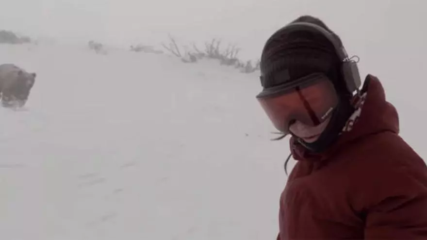 Una snowboarder se entera que casi la atrapa un oso por un autovídeo