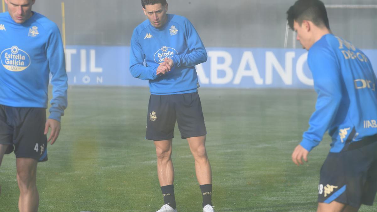 Primer día de entrenamiento de Saverio y Lebedenko con el Dépor