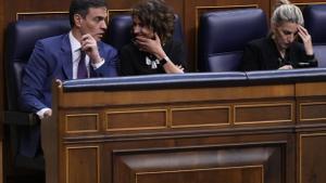 Pedro Sánchez, María Jesús Montero y Yolanda Díaz, la semana pasada en el Congreso.