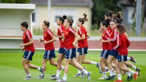 .. Le Havre (France), 16/06/2019.- Spain’s ladies team attend a training session in Le Havre, France 16 June 2019.