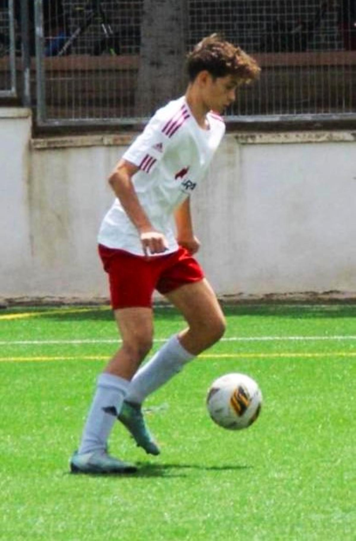 David Alonso Gamarra, de 15 años, durante un partido con el Atlético San Blas.