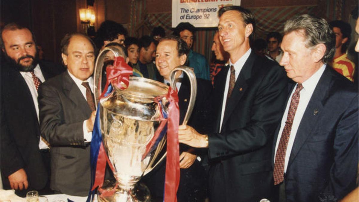 Núñez, el presidente del 'cruyffismo' y la primera Copa de Europa