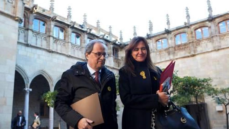 Laura Borràs, amb Quim Torra, dimarts a la Generalitat.