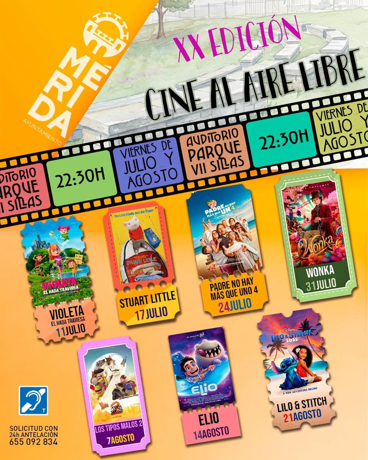 Cine al aire libre en el parque de las Siete Sillas en Mérida.