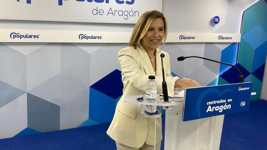 Ana Alós, este miércoles en la sede del PP en Zaragoza.